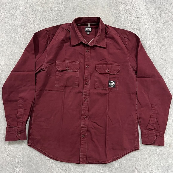 Vintage Diesel Shirt Mens XL Button Up Rodeo Southwestern‎ Long Sleeve Burgundy - Picture 1 of 11